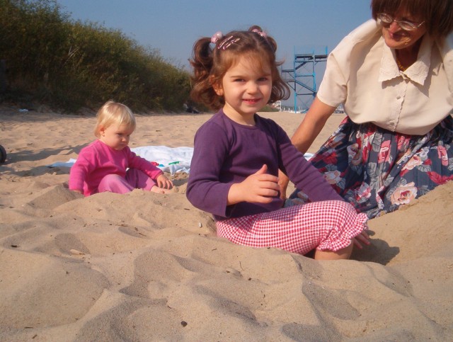 Babcia na plaży